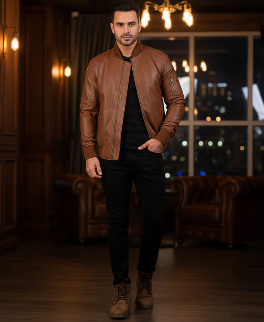 Bomia Leather Bomber Jacket
