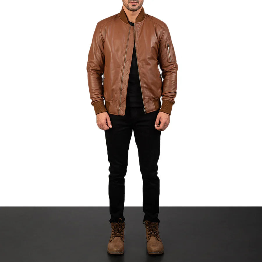 Bomia Leather Bomber Jacket
