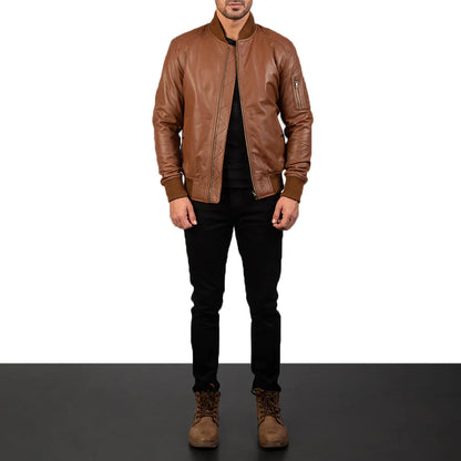 Bomia Leather Bomber Jacket